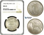 ZD60, Ireland, Free State, 1/2 Crown 1942, Silver, NGC MS65