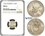 ZD63, Panama, 1/10 Balboa 1931, Philadelphia, Silver, NGC MS64