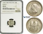 ZD68, Thailand, Rama V, 1/8 Baht ND (1876-1900) Silver, NGC MS64