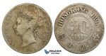 ZD74, Hong Kong, Victoria, 50 Cents 1891, Silver, Spotted toning, aVF