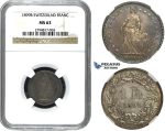 ZE34, Switzerland, 1 Franc 1899-B, Bern, Silver, NGC MS63