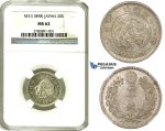 ZE96, Japan, Meiji, 20 Sen Year 31 (1898) Silver, NGC MS62