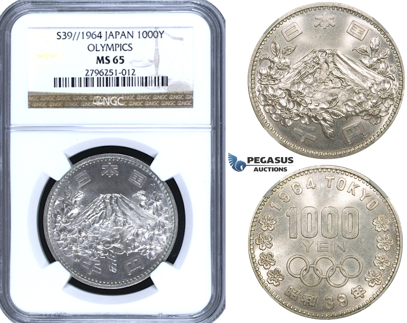 ZE98, Japan, 1000 Yean 1964 (Olympic Games) Silver, NGC MS65