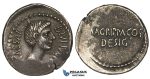 ZF25, Roman Imperatorial, The Triumvirs, Octavian and Agrippa (38 BC) AR Denarius (3.93g). Military mint, gVF-EF, flaws, off-centered, Rare!