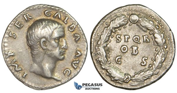 ZF26, Roman Empire, Galba (68-69 AD), AR Denarius (3.45g) Rome, SPQR, gVF (Scuff) Rare!