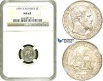 ZF36, Danish West Indies, Frederik VII, 5 Cents 1859, Silver, NGC MS62