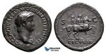 ZF50, Roman Empire, Nero (54-68 AD) Æ Sestertius (25.51g) Rome, 63 AD, Soldiers on Horseback, Dark brown patina, VF (Smoothing)
