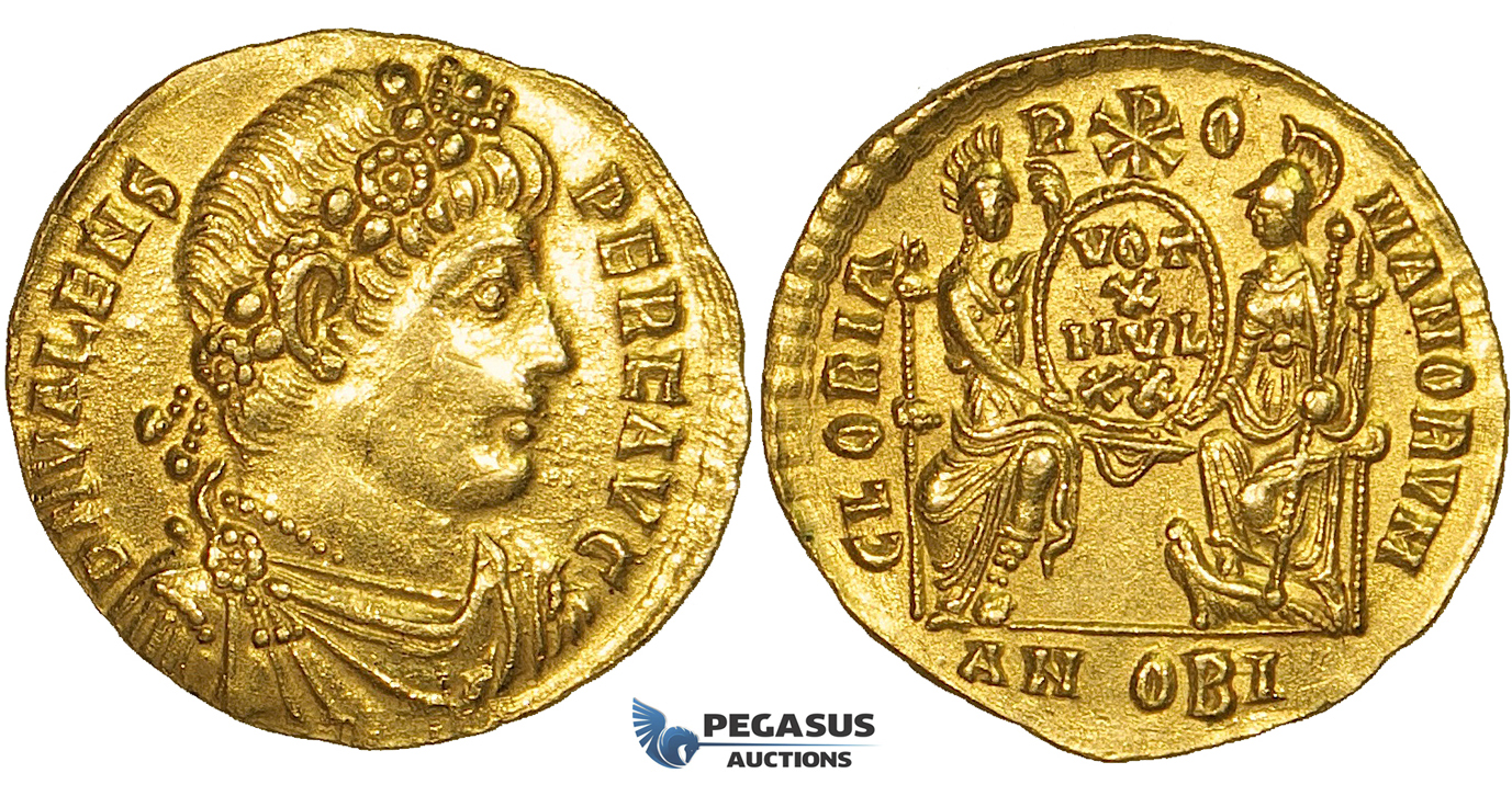 ZF51, Eastern Roman Empire, Valens (364-378 AD) AV Solidus (4.47g) Antioch Mint, 373-374 AD, Roma & Constantinopolis, gEF