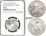 ZF59, Denmark, Christian XI, 2 Kroner 1903 "40th Ann. of Reign" Copenhagen, Silver, NGC MS63