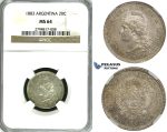 ZF99, Argentina, 20 Centavos 1883, Silver, NGC MS64