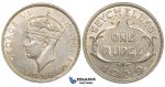 ZG10, Seychelles, George VI, Rupee 1939, Silver, Lustrous XF-UNC (Min. hairlines)