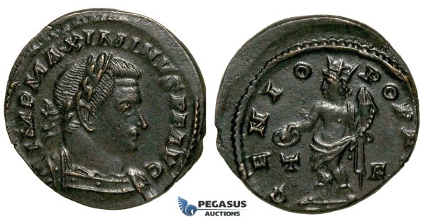 ZG50, Roman Empire, Maximinus II (311-313 AD) Æ Nummus (5.42g) Treveri (Trier) Genius, Brown VF-EF