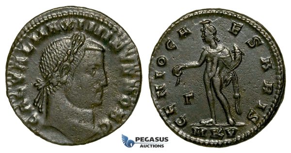 ZG51, Roman Empire, Maximinus II (311-313 AD) Æ Nummus (6.44g) Cyzicus, Genius, Brown VF-EF