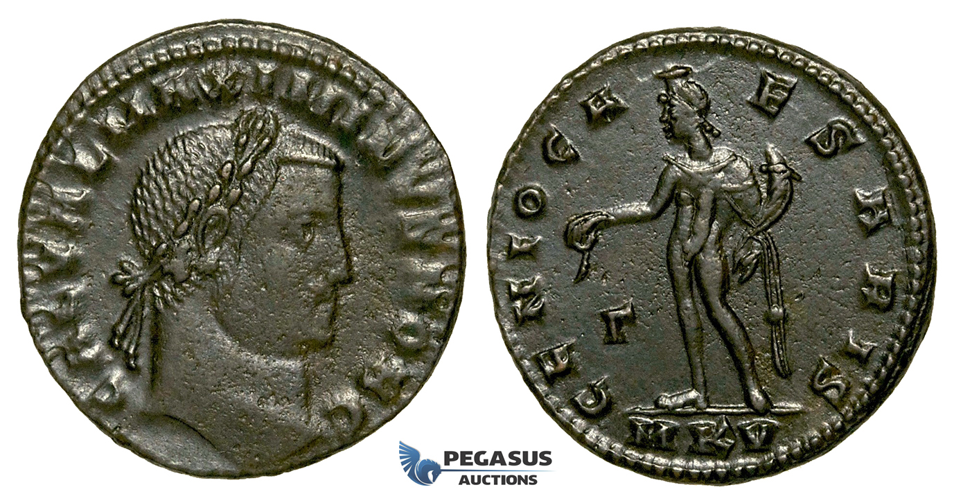 ZG51, Roman Empire, Maximinus II (311-313 AD) Æ Nummus (6.44g) Cyzicus, Genius, Brown VF-EF