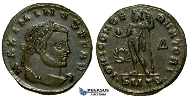 ZG52, Roman Empire, Maximinus II (311-313 AD) Æ Nummus (5.02g) Thessalonica, Jupiter, Brown VF-EF