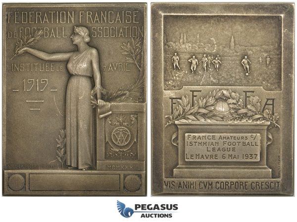 ZG66, France, Silver Plaque Medal 1932, by A. Lafleur, Fédération Française de Football Association