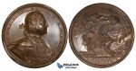 ZG77, Russia, Peter I, Bronze Medal (Ø 47mm, 40.87g) by T. Ivanov, Commemorating the conquest of Viborg (Sweden) 1710, 19th Century Restrike