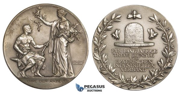 ZG86, Germany, Bavaria, Silver Merit medal (Ø50mm, 49.45g) ND by H. Wadere, apiculture bee hive
