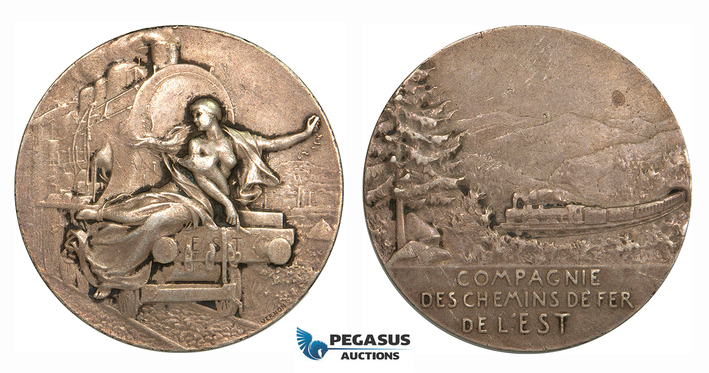 ZG89, France, Silver Medal by Jean Vernon, For the eastern railway company and the construction of the railways in eastern France