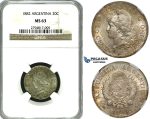 ZG96, Argentina, 20 Centavos 1882, Silver, NGC MS63