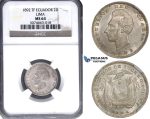 ZH12, Ecuador, 2 Decimos De Sucre 1892 TF, Lima, Silver, NGC MS64