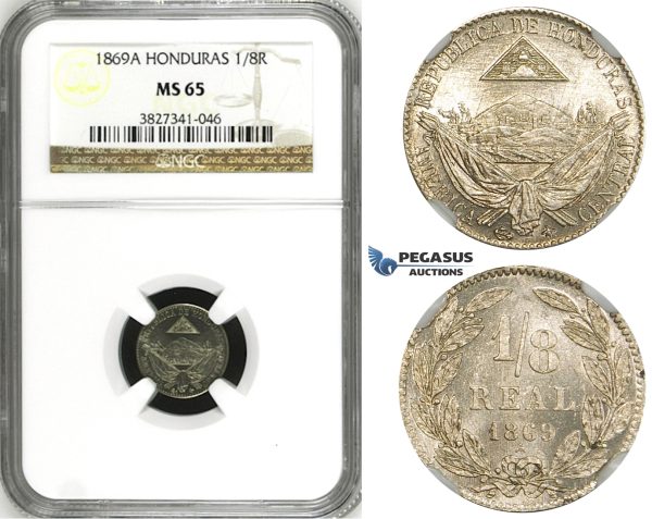 ZH29, Honduras, 1/8 Real 1869-A, Paris, NGC MS65