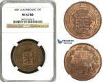 ZH44, Luxembourg, William III, 10 Centimes 1854, Brussels, NGC MS65RB Pop 1/0, Finest!