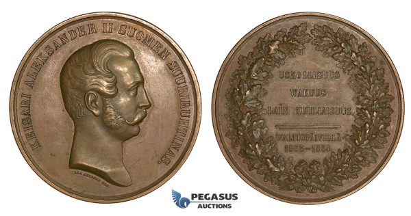 ZH74, Russia for Finland, Alexander II, Bronze Medal 1864 (Ø 55m, 74g) by Lea Ahlborn, in memory of Finnish Seym