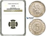 ZH78, Sarawak, C. Brooke Rajah, 5 Cents 1900-H, Heaton, Silver, NGC AU58
