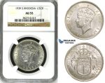 ZH84, Southern Rhodesia, George VI, 1/2 Crown 1939, Silver, NGC AU55