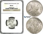 ZH95, Thailand, Rama VI, 1/2 Baht BE2463 (1920) Silver, NGC MS64