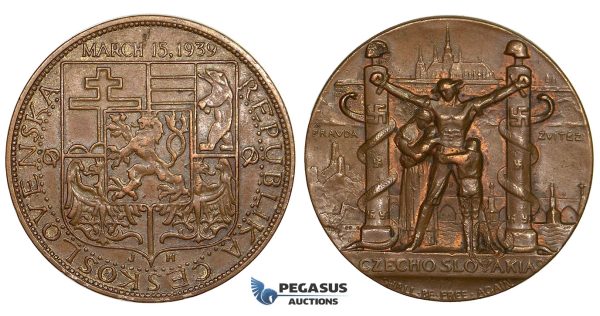 ZI05, Czechoslovakia, Bronze Medal 1939 (Ø38mm, 22.54g) in the desire for liberation from Nazi occupation