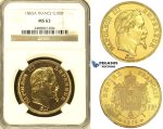 ZI06, France, Napoleon III, 100 Francs 1865-A, Paris, Gold, NGC MS63 (Prooflike fields)