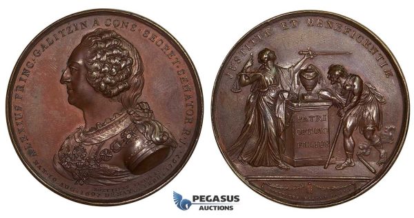 ZI10, Russia, Catherine II, Bronze Medal 1767 (Ø47mm, 34.16g) by J C Roettiers, on the Death of Alexei Galitzine
