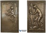 ZI20, France, "Le Nid" Bronze Medal Plaque, by Jean-Baptiste Daniel-Dupuis (1849-1899) 66mm x 37mm
