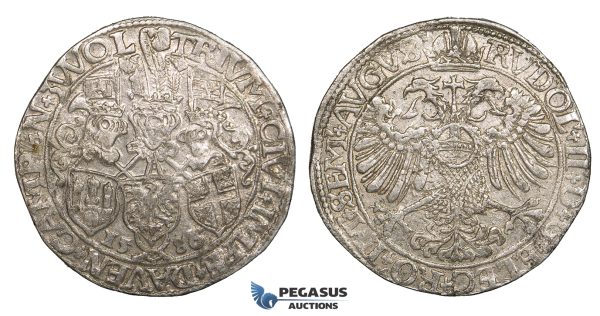 ZI23, Netherlands, Deventer, Kampen & Zwolle, Rijksdaalder (Taler) 1586, Silver (29.13g) Lustrous EF, Rare!