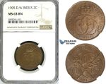 ZI37, Danish West Indies, Christian IX, 2 Cents (10 Bit) 1905, Copenhagen, NGC MS63BN