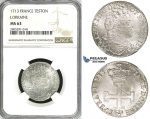 ZI44, France, Lorraine, Leopold I, Teston 1713, Silver, NGC MS63