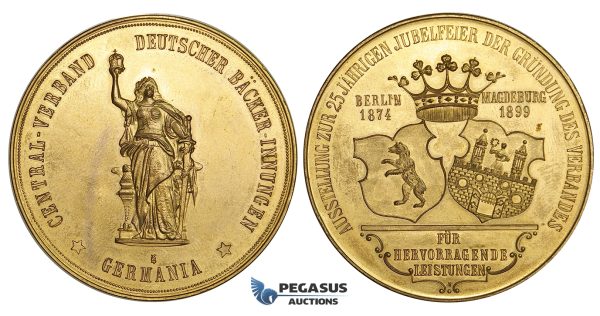 ZI47, Germany, Berlin/Magdeburg, Brass? Medal 1899 (Ø50mm, 68.80g) 25th Anniversary of German Baking Society