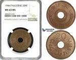 ZI61, Palestine, 20 Mils 1944, London, NGC MS63