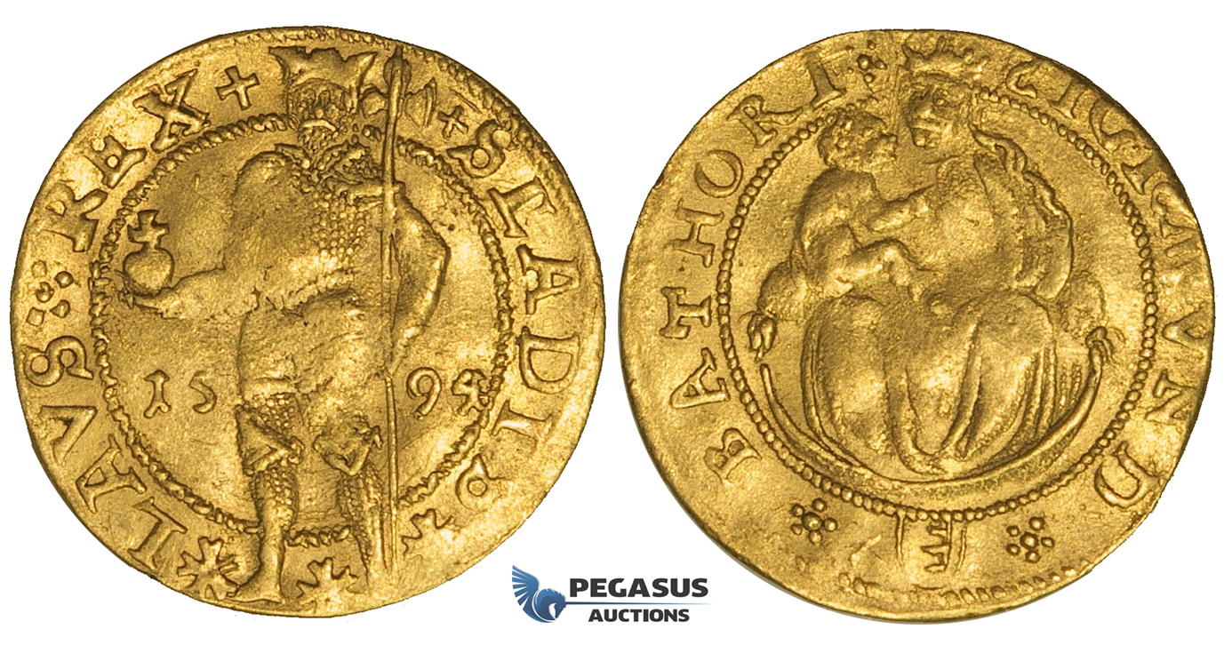 ZJ15, Transylvania, Sigismund Bathori, Ducat 1594, Nagybanya, Gold (3.48g) gVF (Bold strike)