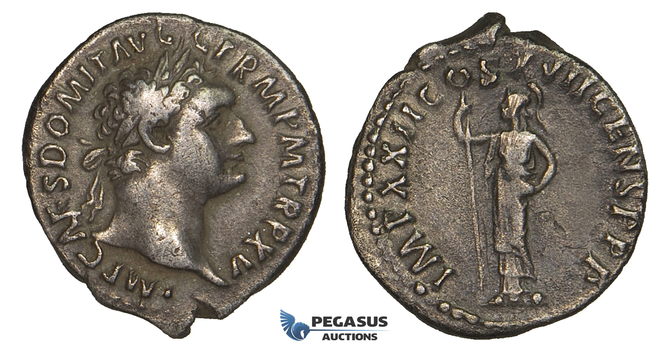 ZJ18, Roman Empire, Domitian (81-96 AD) AR Denarius (3.19g) Rome, 95-96 AD, Minerva, VF