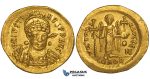 ZJ19, Byzantine Empire, Justinian I (527–565) AV Solidus (4.43g) Constantinople, 545-565, Angel, EF-AU