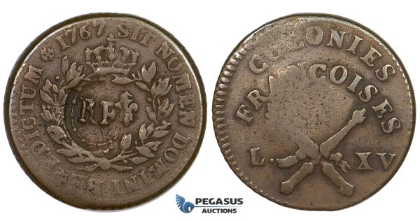 ZJ64, French Colonies, Sol 1767 "RF" Countermark, Rare! VF