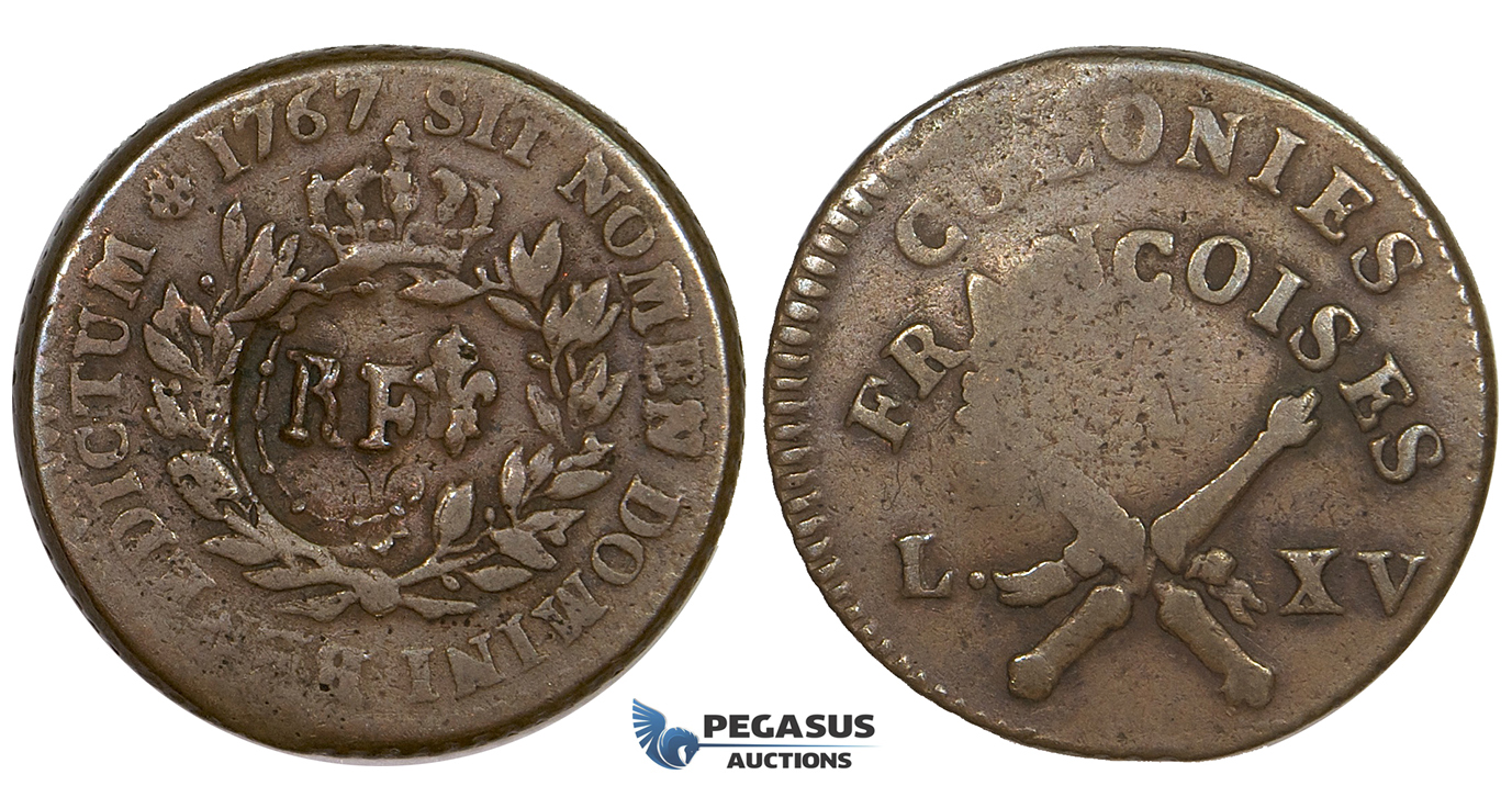 ZJ64, French Colonies, Sol 1767 "RF" Countermark, Rare! VF