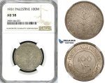 ZK10, Palestine, 100 Mils 1931, London, Silver, NGC AU58, Rare!