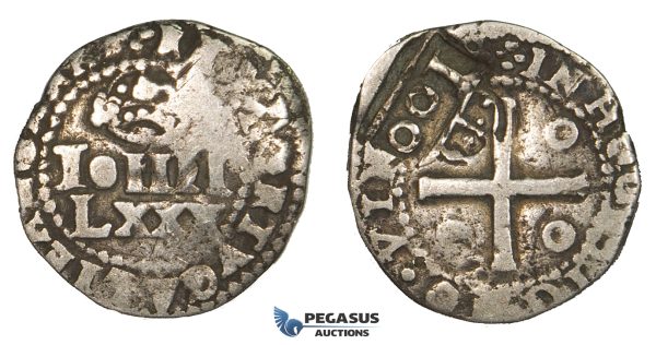 ZK13, Portuguese Brazil, Alfonso VI, 100 Reis ND (1663) Lisbon, Silver (3.83g) Counter mark on Portugal 80 Reis, Type IV, Rare!