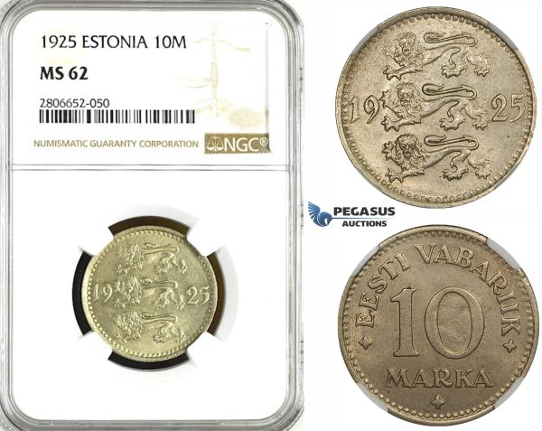 ZK57, Estonia, 10 Marka 1925, NGC MS62