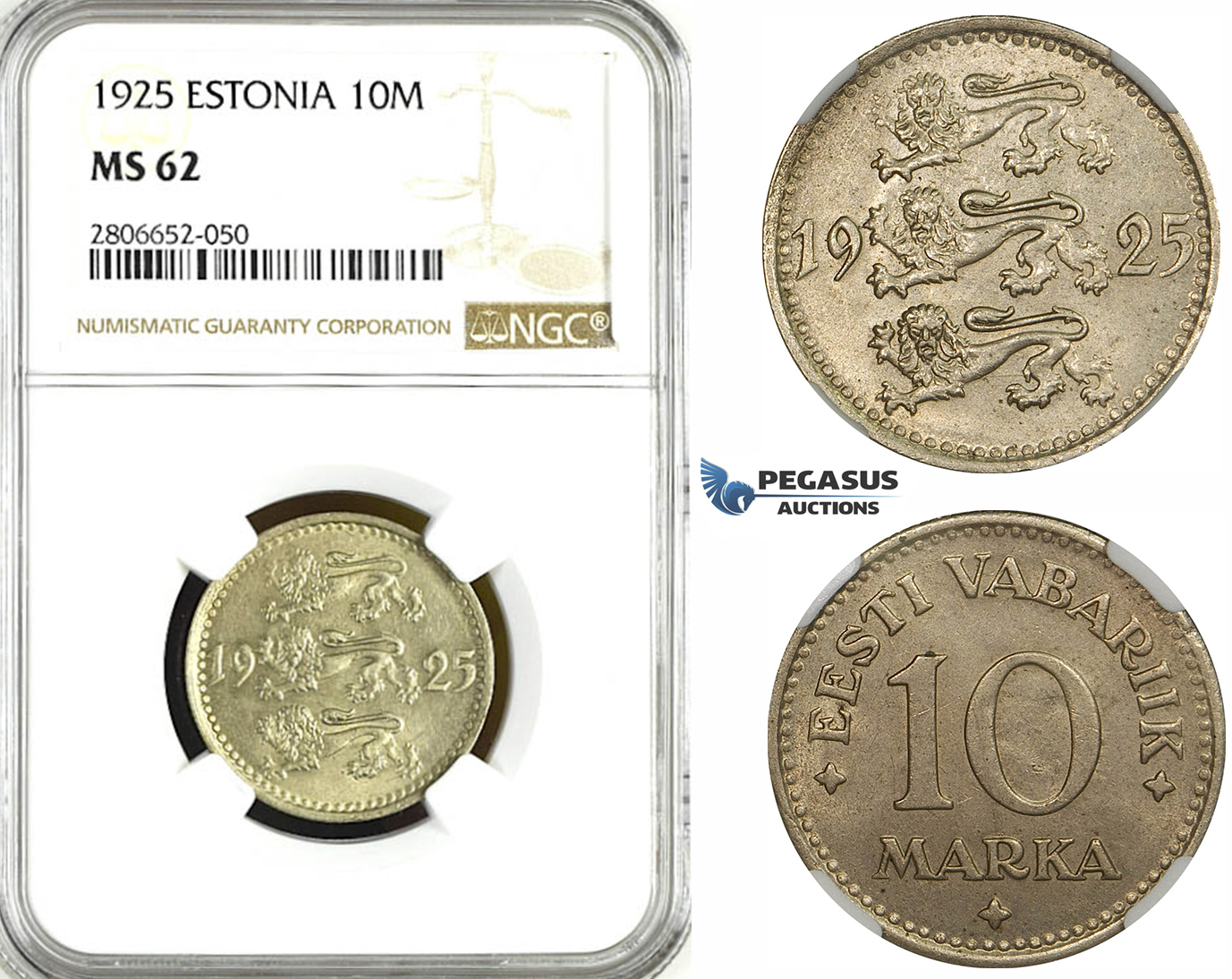 ZK57, Estonia, 10 Marka 1925, NGC MS62