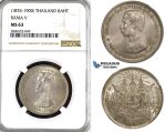 ZL38, Thailand, Rama V, Baht ND (1876-1900) Silver, NGC MS63